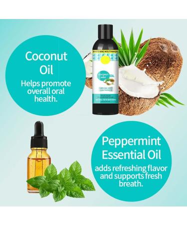 Coconut Oil Mouthwash for Teeth | Natural Teeth Whitening & Oil Pulling with Tongue Scraper | Brightening Coconut Peppermint Oil Mouthwash (2 Pieces) - Buy Online on GoSupps.com