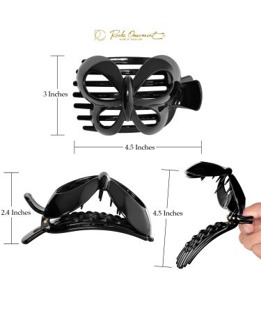 Buy RC Roche 6-Pack Butterfly Hair Clips for Women | Non-Slip Big Teeth Design | Fashionable Plastic Side Clips - Large Black - Buy Online on GoSupps.com