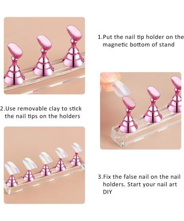 2 Sets Acrylic Nail Display Stand Nail Tip Practice Holder Magnetic Nail Practice Stand Fingernail DIY Nail Art Stand for False Nail Tip Manicure Tool Home Salon Use (Pink) - Buy Online on GoSupps.com