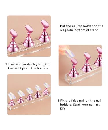 2 Sets Acrylic Nail Display Stand - Magnetic Nail Practice Holder for DIY Manicure (Pink & Silver) - Buy Online on GoSupps.com