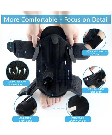 Plantar Fasciitis Night Splint 2.0 - Adjustable Relief Orthotic Brace for Women & Men - Double Dorsiflexion Straps - Black - Buy Online on GoSupps.com