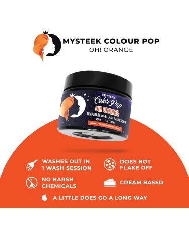Mysteek Color Pop Temporary Hair Color - OH! Orange for Dark & Light Hair | No Bleach Easy Wash Out - 1 Fl Oz - Buy Online on GoSupps.com