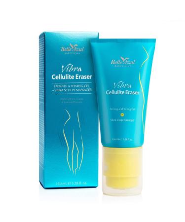 Belle Azul Vibra Cellulite Eraser with applicator. Natural Ingredients Caffeine Cacao and Seaweed Extracts. Advanced Firming and Toning Anti Cellulite Cream for Smooth Skin. 150 ml / 5 28 fl oz