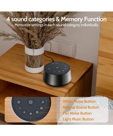 Black Color Noise Sound Machine | 25 Soothing Sounds | 32 Volume Levels | 5 Timers | Memory Function | Ideal for Home, Office, and Travel - Buy Online on GoSupps.com
