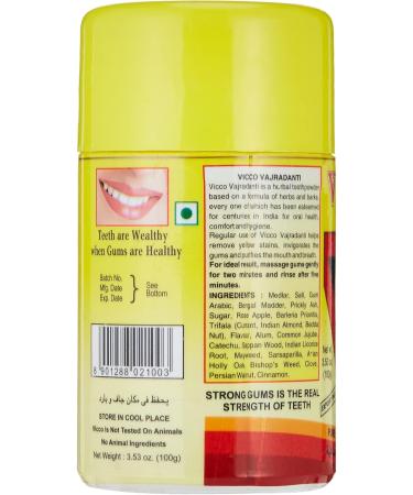 Buy Vicco Vajradanti Ayurvedic Herbal Tooth Powder 100g - International Shipping | Vicco Labs - Buy Online on GoSupps.com