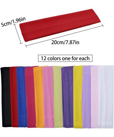 12 Pack Sports Headbands for Women | Cotton Elastic Yoga Hair Bands for Running Pilates & Cycling - Buy Online on GoSupps.com