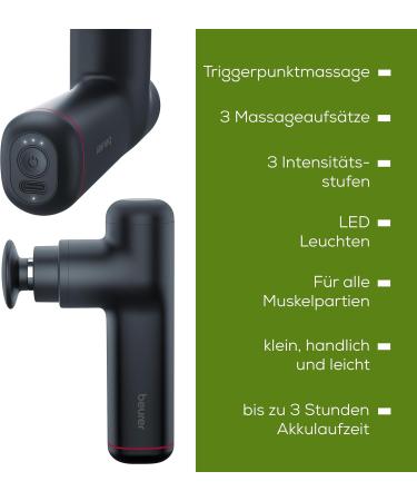 Beurer MG 79 Massage Gun - Compact & Sensitive | 3 Attachments & Intensity Levels | Perfect for Gentle Trigger Point Muscle Relief - Buy Online on GoSupps.com
