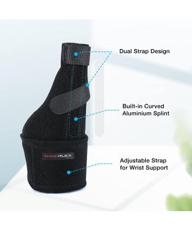 Doeplex Trigger Thumb Splint - Adjustable Thumb Spica Support Brace for Men & Women - Relieves Pain, Sprains, Arthritis, Tendonitis - One Size Fits Right or Left Hand - Black - Buy Online on GoSupps.com