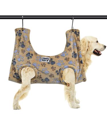 Pawny Box Pet Hammock for Grooming. Harness for Cats and Dogs. Dog Holder. Ear, Eye and Nails Care. Hanging Harness. Restraint Bag. Breathable and Comfortable Hammock. Helper. (Paws, Large) Paws Large