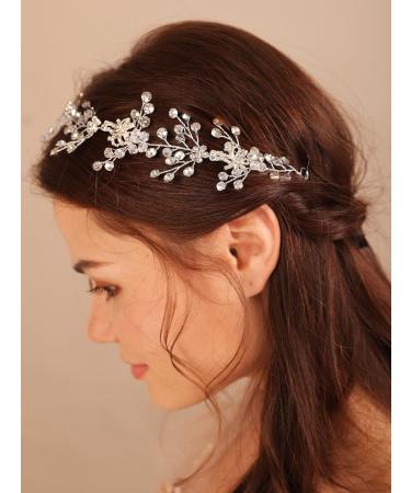 Deniferymakeup Silver Crystal Headband Rhinestone Hair Vine Rhinestone Hair Piece for Wedding Brides Bridesmaid - Buy Online on GoSupps.com