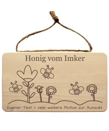 Giftissimo beekeeper wall shield made of wood with an individual engraving - sign for beekeeping accessories beekeeping beekeeping beekeeping - with a cord for hanging - door sign wooden shield wall board advertising sign