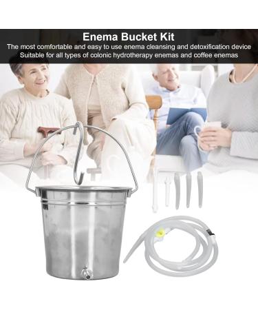 2L Stainless Steel Enema Bucket with Silicone Hose & Storage Bag - Home Intestinal Cleaning Tool - Buy Online on GoSupps.com