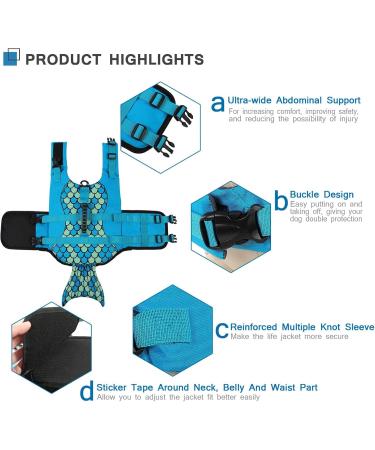 Cit toile Dog Swimming Jar - Life Jacket for Small Medium & Large Dogs with Mermaid Tail | Glau Mermaid-Blue Dog Lifeguard Vest - Buy Online on GoSupps.com