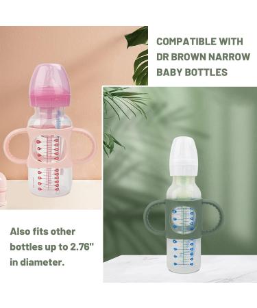 3 Pack Bottle Handles for Dr. Brown Baby Bottles - Non-Slip Easy Grip Silicone - BPA-Free & Dishwasher Safe - Milk White Green Pink - Compatible with Narrow and Wide-Neck Bottles - Buy Online on GoSupps.com