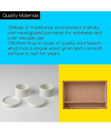 MEEDEN Ceramic Palette Cups - 2Pcs Porcelain Artist Paint Palette Cups with Lid and Beech Wood Tray for Oil Painting - Solvent and Oil Container - Buy Online on GoSupps.com