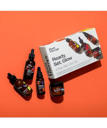 Plant Therapy Ready Set Glow- 4 Step Skin Care Set Includes Radiance Gel-Cream Cleanser Rose & Witch Hazel Facial Toner Vitamin C with Hyaluronic Acid Facial Serum & Hydrating Facial Cream - Buy Online on GoSupps.com