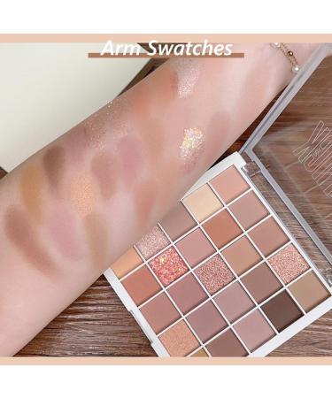Nude Pink Brown Eyeshadow Palette - 25 Colors, Matte & Shimmer, Highly Pigmented, Hypoallergenic Eye Makeup - Oatmeal Milk Tea - Buy Online on GoSupps.com