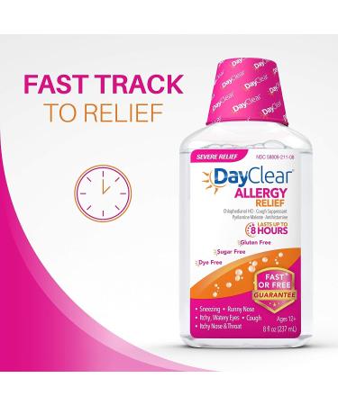 DayClear Allergy Relief - Fast-Acting Dye-Free Liquid Cough Suppressant & Antihistamine - 8 Hour Relief - 8 fl oz - Buy Online on GoSupps.com