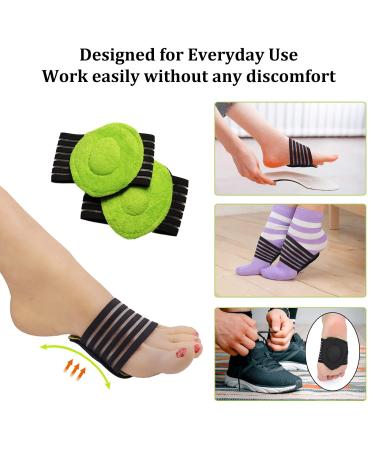 howllydo Arch Support 2 Pairs - Thick Cushioned Compression for Pain Relief - Green/Black - Buy Online on GoSupps.com