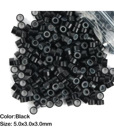 Vlasy 200 Pcs Silicone Micro Rings for I Tip Hair Extensions 5mm Micro Nano Beads Micro Links Hair Beads (Black) Micro-5mm-200Pcs Black - Buy Online on GoSupps.com