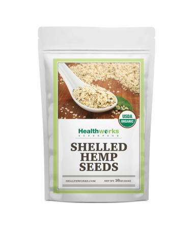 Healthworks Shelled Hemp Seeds Organic (16 Ounces / 1 Pound) | Premium & All-Natural | Canadian or European Sourced | Contains Omega 3 & 6, Fiber and Protein