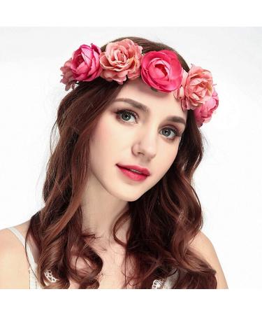 Prosperity Flower Crown & Headband Set - Bohemian Floral Wreath for Brides & Girls - Adjustable Hair Accessories for Weddings - 2 Pieces - Buy Online on GoSupps.com