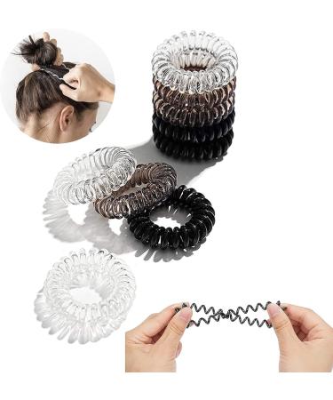 Urbane Corner : Sophisticated Set of 9 Telephone Hair Coils Spiral Hair ties for women in Classic Tones of Ebony Silver and Ivory or (black gray and brown) - Buy Online on GoSupps.com