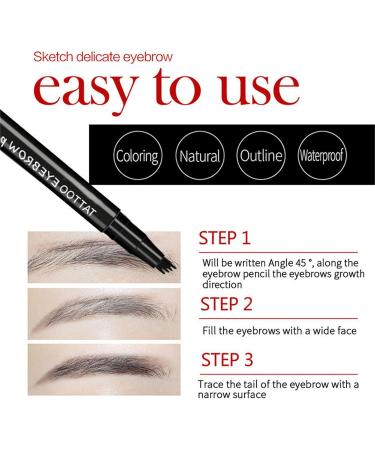 Waterproof Microblade Eyebrow Pen | Long-Lasting Smudge-Proof Brow Pencil | 4 Tip Microblading Makeup Pens in Dark Grey+Black - Buy Online on GoSupps.com