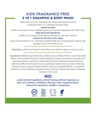 Kids Fragrance Free 2-in-1 Shampoo & Body Wash 12.0 fl oz - Vegan Gluten-Free. Cruelty-Free - Leaves Hair & Skin Nourished - Gentle Formula Unscented - Buy Online on GoSupps.com