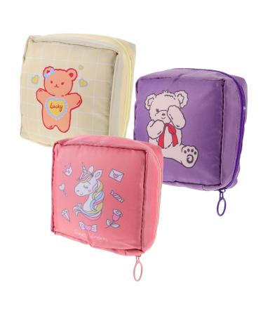 Healeved 3-part package cartoon pads aunt-towel portable handbag high capacity menstrual pad bag cosmetic bag decorative periodica bag menstrual pad