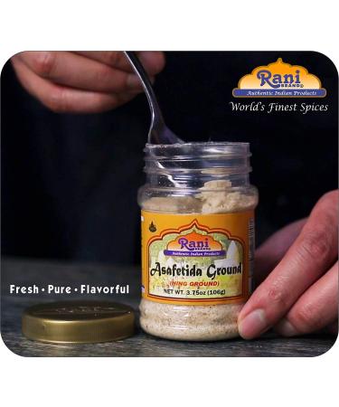 Rani Asafetida (Hing) Ground 3.75oz PET Jar - All Natural, Vegan, Non-GMO - Best Onion Garlic Substitute Indian Spice - Salt Free - Asafoetida Ground 3.75 Ounce - Buy Online on GoSupps.com