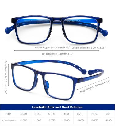 DOOViC Blue Light Filter Reading Glasses - Square Frame Large Lenses Prescription Strength 1.5x - Shop Internationally - Buy Online on GoSupps.com