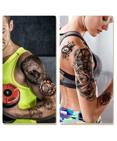 Yazhiji Waterproof Temporary Tattoo Set - 70 Sheets for Kids & Adults, Including Larger Half Arm Wolf Tiger Lion Designs and 60 Tiny Flower Snake Bird Crown Stickers - Buy Online on GoSupps.com