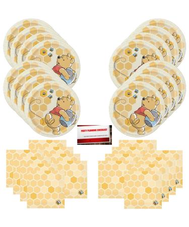 Winnie The Pooh Bear Animal Honey Bee Birthday Party Supplies Bundle Pack for 16 Guests (Plus Party Planning Checklist by Mikes Super Store)