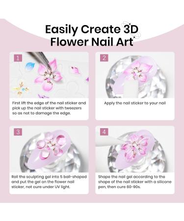  SUPWEE Clear 3D sculpting gel with floral stickers 15g multi-functional modeling gel for nails 3D gel floral stickers and nail brushes for DIY salon at the - Buy Online on GoSupps.com