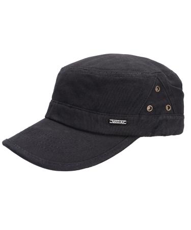 Leoodo Men's Women's Military Army Style Cap Made of Cotton Adjustable Sun Cap for Hiking and Sports One Size Black