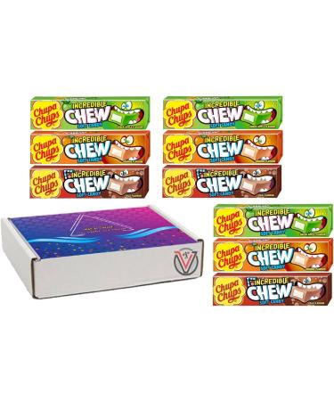 Chupa Chups Apple Cola Orange Incredible Chew Soft Candy 45g | 09 Bars x 45g With VIMIX GIFT BOX | Long lasting soft chew - Buy Online on GoSupps.com