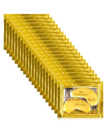 Valleylux eye pads 24k gold collagen eye mask 20 pairs pads anti -aging hyaluronic acid & collages Eyes pads for moisture donating removing dark circles wrinkles puffiness tear bags