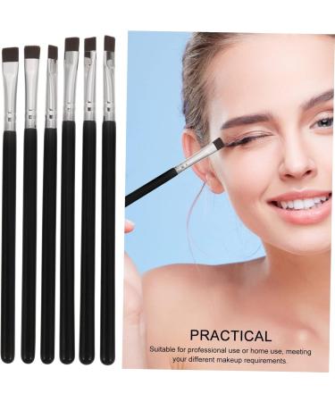 DRESSOOS 6pcs Flat Eyebrow Brush Eye Brush Makeup Eyeshadow Brush Eyeliner Makeup Brush Black Wooden Handle - Buy Online on GoSupps.com