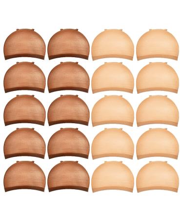 Nylon Wig Caps,MORGLES 20pcs Stocking Caps For Wigs Stretchy Wig Caps Brown & Light Brown Wig Caps For Women - Buy Online on GoSupps.com