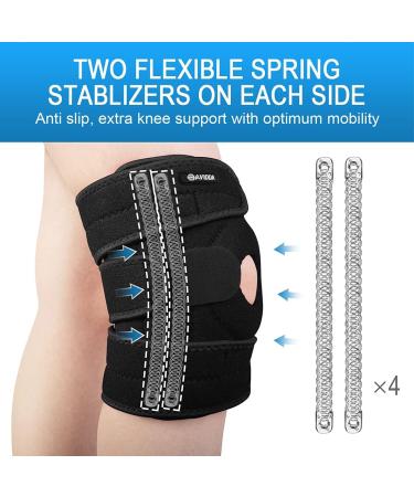 AVIDDA Adjustable Knee Support with Open-Patella Design - Black (XS-M) | 1 Pair - For Joint Pain, Sports Injury Rehabilitation - 3 Straps for Knee Circumference 12.5 to 18.5 - Buy Online on GoSupps.com