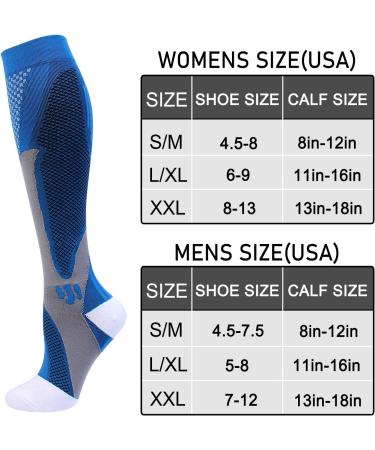 4 Pairs Compression Socks 20-30 mmHg for Men and Women | Black Blue White Red | XXL-3XL - Buy Online on GoSupps.com