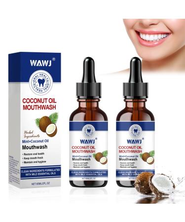 WAWJ® Coconut Oil Mouthwash for Teeth with Tongue Scraper, Teeth Total Care Mouthwash, Natural Mouth Cleaning for Fresh Breath, Healthy Teeth (120ml)