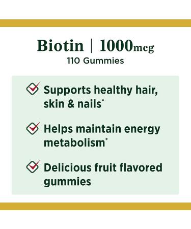 Nature's Bounty Biotin Gummies - 1000 mcg Grape, Orange & Cherry - 110 Count - Buy Online on GoSupps.com