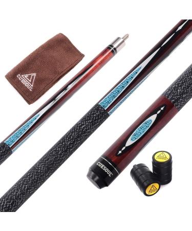CUESOUL 58 Inch 19oz/20oz Maple Billiard Stick Pool Cue Set 11.5mm/13mm TipWeight Adjustable 19oz-Wine Red without Case 13mm