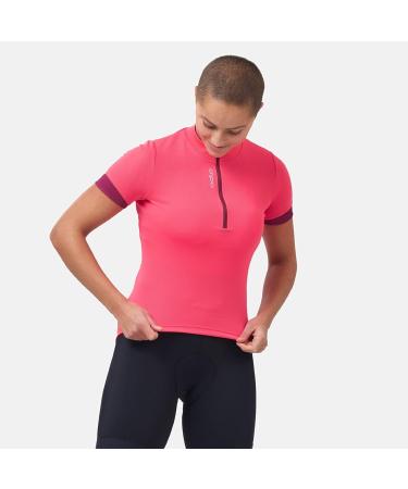 Odlo Women's Essentials Cycling Jersey Half Zip M - Paradise Pink/Raspberry Fudge | International Shipping Available - Buy Online on GoSupps.com