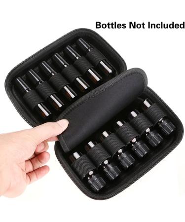 Hard Shell Essential Oil Case - Holds 12 Bottles (5ml, 10ml, 10ml Rollers) - Travel Size Organizer (Black) - Buy Online on GoSupps.com