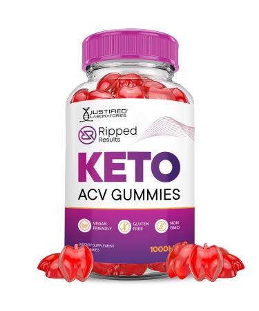 Justified Laboratories Ripped Results Keto ACV Gummies Advanced Formula 1000MG Ripped Results Keto Gummies Apple Cider Vinegar Formulated with Pomegranate Beet Juice Powder B12 Vegan Non GMO 60 Gummys 60 Count (Pack of 1)