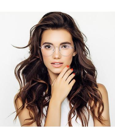 ROSA&ROSE Blue Light Filter Glasses - Anti Fatigue Reading & Gaming Glasses for Men & Women - UV Protection (Silver) - Buy Online on GoSupps.com