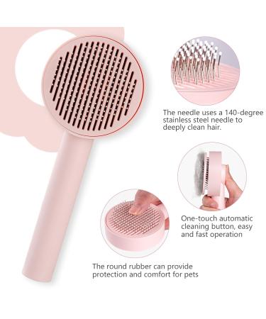 Self-Cleaning Pet Brush for Cats - Effortlessly Remove Loose Hair & Matting Long & Short Hair - Pink - Buy Online on GoSupps.com
